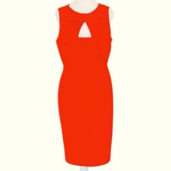 Calvin Klein Elegant Red Sleeveless Sheath style Dress, cut out bodice size 8 - Picture 1 of 7